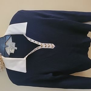 Navy blue St. John Sport Sweater with gold